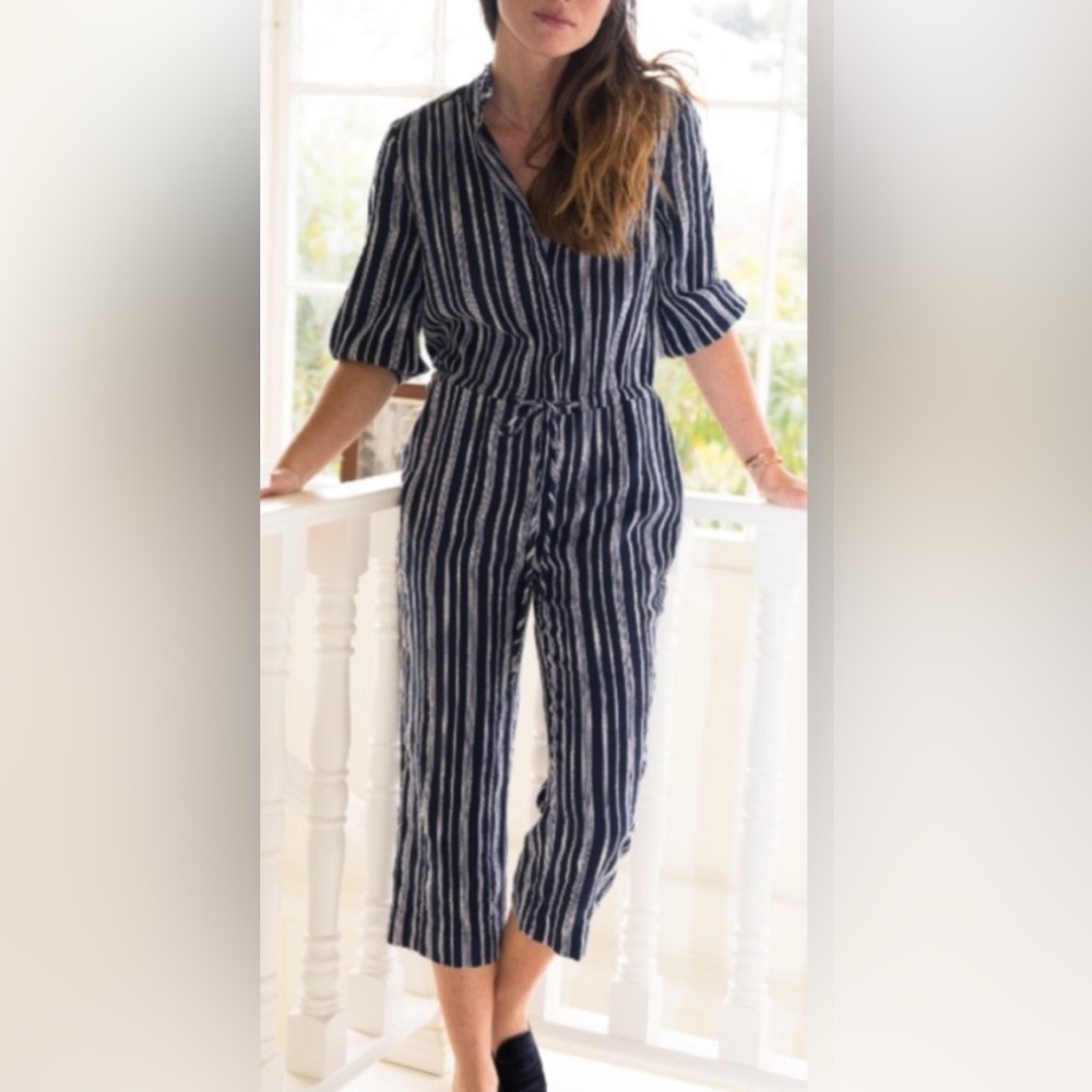 Trovata Birds Of Paradise The Ingrid Jumpsuit Navy Stripe Women’s Size XS